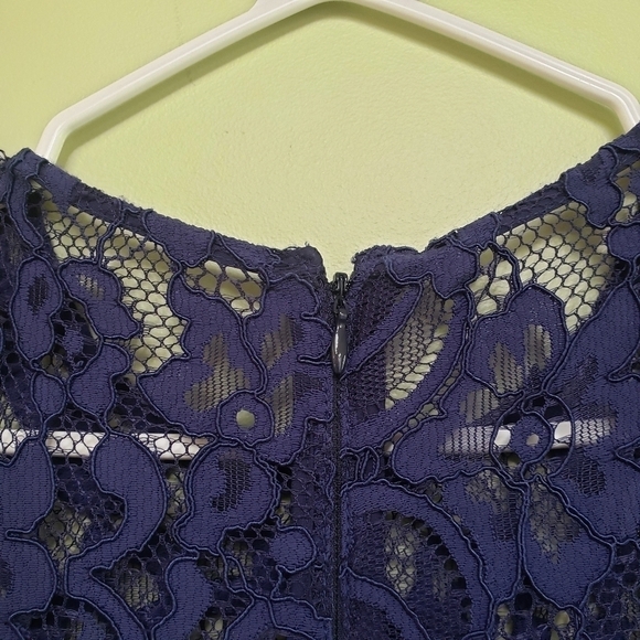 Eliza J Lace Midi Sheath Dress Navy Size 2 - Picture 8 of 12